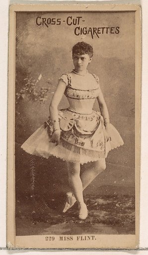 Card Number 229, Miss Flint, from the Actors and Actresses series (N145-2) issued by Duke Sons & Co. to promote Cross Cut Cigarettes