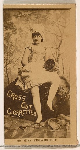 Card Number 29, Miss Frowbridge, from the Actors and Actresses series (N145-2) issued by Duke Sons & Co. to promote Cross Cut Cigarettes