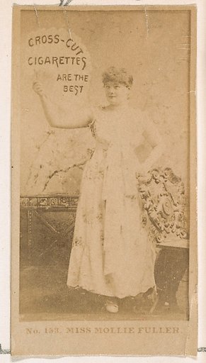 Card Number 153, Miss Fuller, from the Actors and Actresses series (N145-2) issued by Duke Sons & Co. to promote Cross Cut Cigarettes