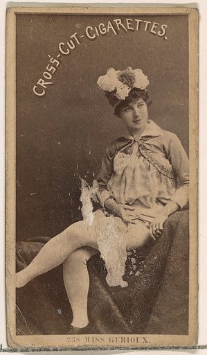 Card Number 238, Miss Gerioux, from the Actors and Actresses series (N145-2) issued by Duke Sons & Co. to promote Cross Cut Cigarettes