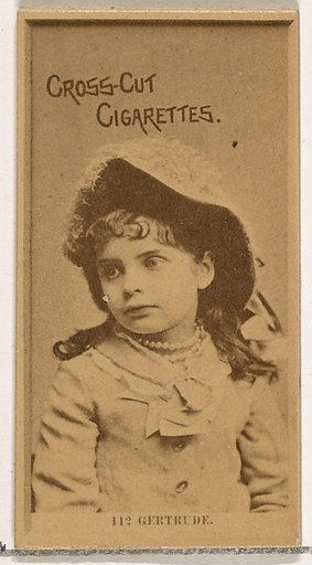 Card Number 112, Gertrude, from the Actors and Actresses series (N145-2) issued by Duke Sons & Co. to promote Cross Cut Cigarettes