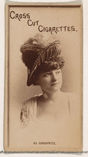 Card Number 45, Myra Goodwin, from the Actors and Actresses series (N145-2) issued by Duke Sons & Co. to promote Cross Cut Cigarettes