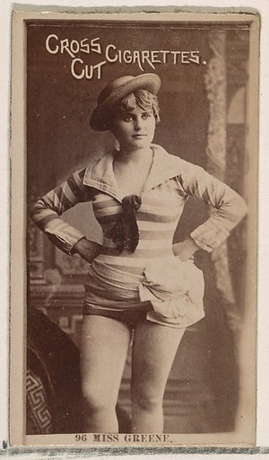 Card Number 96, Miss Greene, from the Actors and Actresses series (N145-2) issued by Duke Sons & Co. to promote Cross Cut Cigarettes