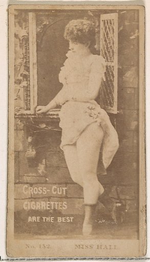 Card Number 132, Miss Hall, from the Actors and Actresses series (N145-2) issued by Duke Sons & Co. to promote Cross Cut Cigarettes