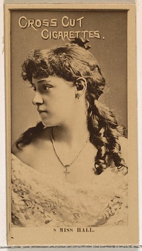 Card Number 8, Miss Hall, from the Actors and Actresses series (N145-2) issued by Duke Sons & Co. to promote Cross Cut Cigarettes
