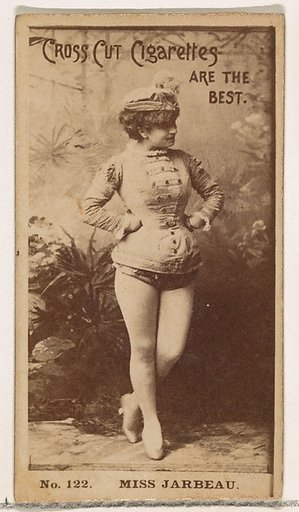 Card Number 122, Miss Jarbeau, from the Actors and Actresses series (N145-2) issued by Duke Sons & Co. to promote Cross Cut Cigarettes