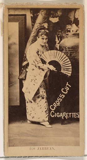 Card Number 220, Miss Jarbeau, from the Actors and Actresses series (N145-2) issued by Duke Sons & Co. to promote Cross Cut Cigarettes