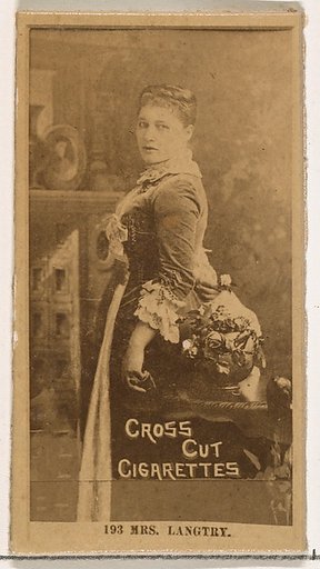 Card Number 193, Mrs. Langtry, from the Actors and Actresses series (N145-2) issued by Duke Sons & Co. to promote Cross Cut Cigarettes