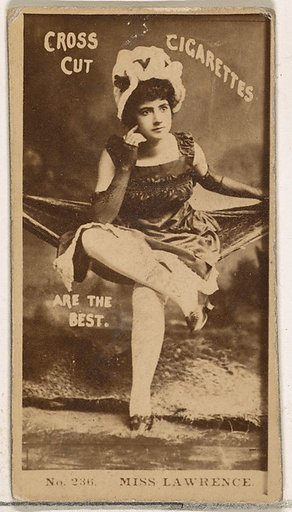 Card Number 236, Miss Lawrence, from the Actors and Actresses series (N145-2) issued by Duke Sons & Co. to promote Cross Cut Cigarettes