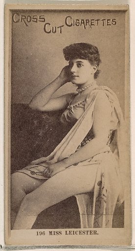 Card Number 196, Miss Leicester, from the Actors and Actresses series (N145-2) issued by Duke Sons & Co. to promote Cross Cut Cigarettes