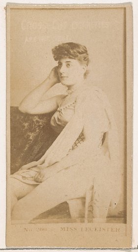Card Number 200, Miss Leicester, from the Actors and Actresses series (N145-2) issued by Duke Sons & Co. to promote Cross Cut Cigarettes
