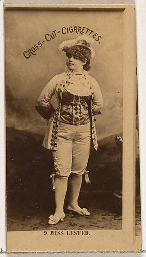 Card Number 9, Miss Lester, from the Actors and Actresses series (N145-2) issued by Duke Sons & Co. to promote Cross Cut Cigarettes