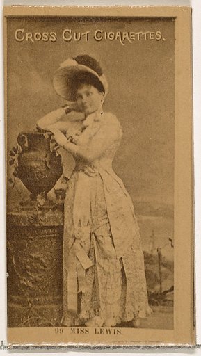 Card Number 99, Miss Lewis, from the Actors and Actresses series (N145-2) issued by Duke Sons & Co. to promote Cross Cut Cigarettes