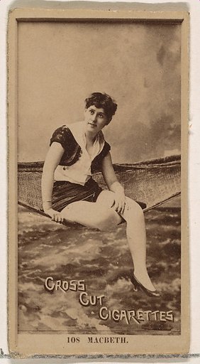 Card Number 108, Macbeth, from the Actors and Actresses series (N145-2) issued by Duke Sons & Co. to promote Cross Cut Cigarettes