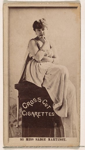 Card Number 93, Miss Sadie Martinot, from the Actors and Actresses series (N145-2) issued by Duke Sons & Co. to promote Cross Cut Cigarettes
