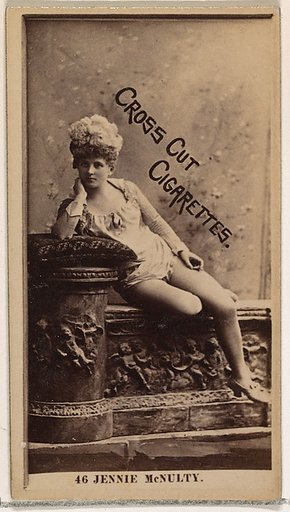 Card Number 46, Jennie McNulty, from the Actors and Actresses series (N145-2) issued by Duke Sons & Co. to promote Cross Cut Cigarettes