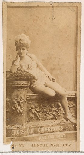 Card Number 57, Jennie McNulty, from the Actors and Actresses series (N145-2) issued by Duke Sons & Co. to promote Cross Cut Cigarettes