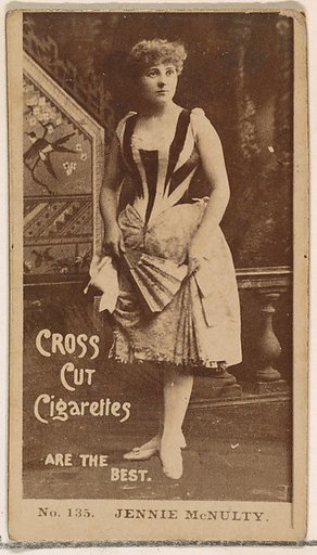 Card Number 135, Jennie McNulty, from the Actors and Actresses series (N145-2) issued by Duke Sons & Co. to promote Cross Cut Cigarettes
