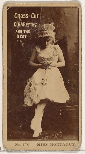 Card Number 170, Miss Montague, from the Actors and Actresses series (N145-2) issued by Duke Sons & Co. to promote Cross Cut Cigarettes