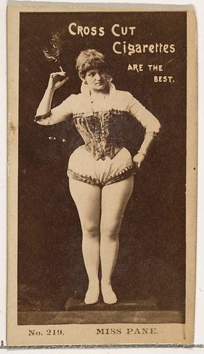 Card Number 219, Miss Pane, from the Actors and Actresses series (N145-2) issued by Duke Sons & Co. to promote Cross Cut Cigarettes