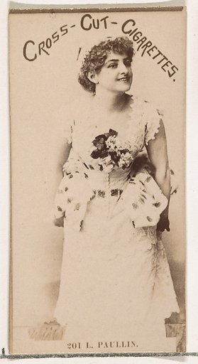 Card Number 201, L. Paullin, from the Actors and Actresses series (N145-2) issued by Duke Sons & Co. to promote Cross Cut Cigarettes