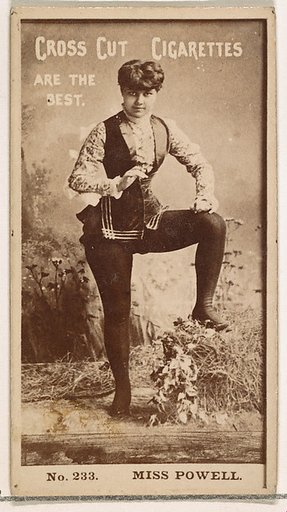 Card Number 233, Miss Powell, from the Actors and Actresses series (N145-2) issued by Duke Sons & Co. to promote Cross Cut Cigarettes
