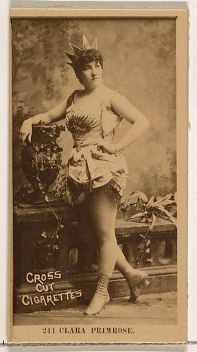 Card Number 241, Clara Primrose, from the Actors and Actresses series (N145-2) issued by Duke Sons & Co. to promote Cross Cut Cigarettes