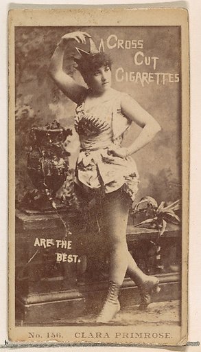 Card Number 156, Clara Primrose, from the Actors and Actresses series (N145-2) issued by Duke Sons & Co. to promote Cross Cut Cigarettes