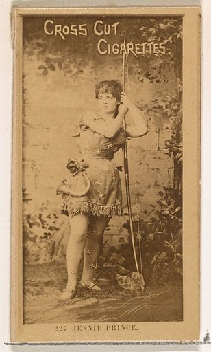 Card Number 227, Jennie Prince, from the Actors and Actresses series (N145-2) issued by Duke Sons & Co. to promote Cross Cut Cigarettes