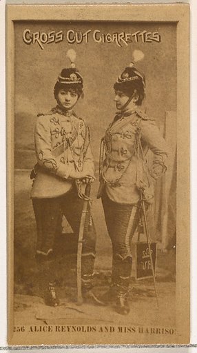 Card Number 256, Alice Reynolds and Miss Harrison, from the Actors and Actresses series (N145-2) issued by Duke Sons & Co. to promote Cross Cut Cigarettes