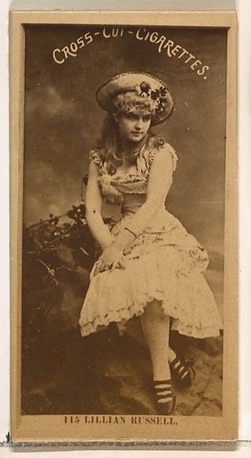 Card Number 115, Lillian Russell, from the Actors and Actresses series (N145-2) issued by Duke Sons & Co. to promote Cross Cut Cigarettes