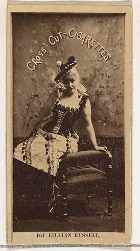 Card Number 161, Lillian Russell, from the Actors and Actresses series (N145-2) issued by Duke Sons & Co. to promote Cross Cut Cigarettes