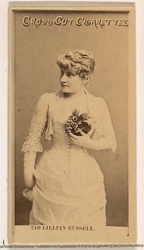Card Number 240, Lillian Russell, from the Actors and Actresses series (N145-2) issued by Duke Sons & Co. to promote Cross Cut Cigarettes