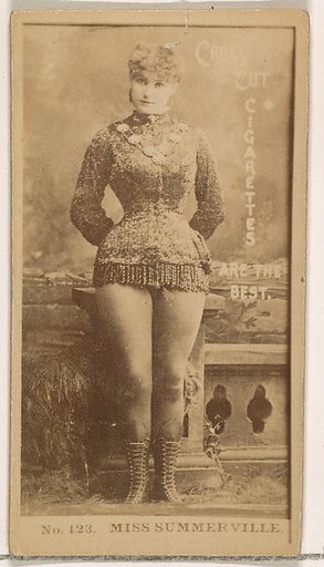Card Number 123, Miss Summerville, from the Actors and Actresses series (N145-2) issued by Duke Sons & Co. to promote Cross Cut Cigarettes