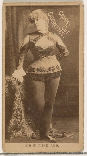 Card Number 219, Sutherland, from the Actors and Actresses series (N145-2) issued by Duke Sons & Co. to promote Cross Cut Cigarettes