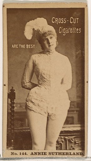Card Number 144, Annie Sutherland, from the Actors and Actresses series (N145-2) issued by Duke Sons & Co. to promote Cross Cut Cigarettes