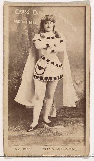 Card Number 207, Miss Wilson, from the Actors and Actresses series (N145-2) issued by Duke Sons & Co. to promote Cross Cut Cigarettes