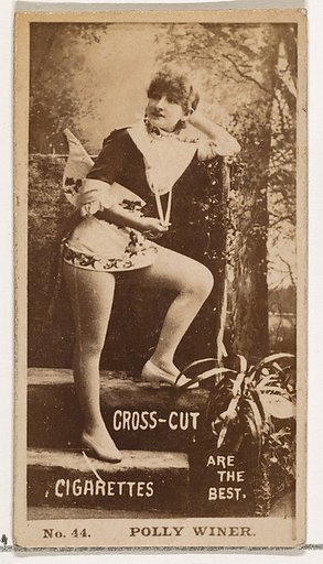 Card Number 44, Polly Winer, from the Actors and Actresses series (N145-2) issued by Duke Sons & Co. to promote Cross Cut Cigarettes