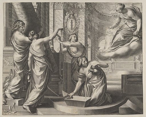 Allegorial Composition with Figures Working According to an Architectural Plan
