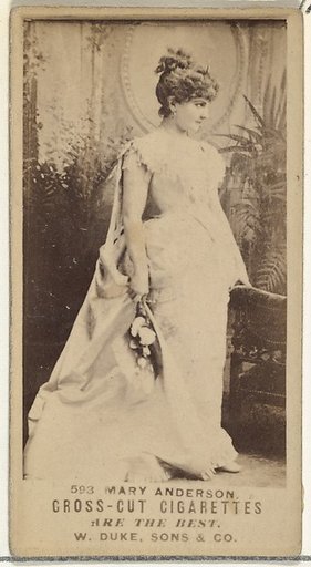 Card Number 593, Mary Anderson, from the Actors and Actresses series (N145-3) issued by Duke Sons & Co. to promote Cross Cut Cigarettes