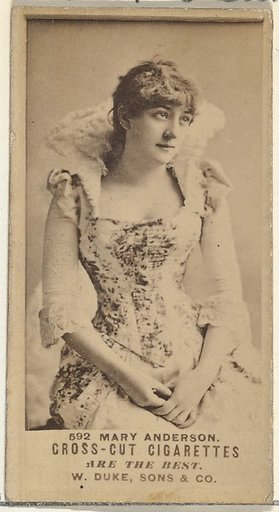 Card Number 592, Mary Anderson, from the Actors and Actresses series (N145-3) issued by Duke Sons & Co. to promote Cross Cut Cigarettes
