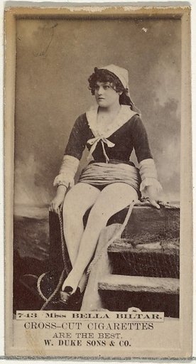 Card Number 743, Miss Bella Biltar, from the Actors and Actresses series (N145-3) issued by Duke Sons & Co. to promote Cross Cut Cigarettes