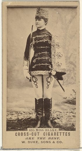 Card Number 635, Miss Blake, from the Actors and Actresses series (N145-3) issued by Duke Sons & Co. to promote Cross Cut Cigarettes