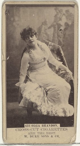Card Number 631, Olga Brandon, from the Actors and Actresses series (N145-3) issued by Duke Sons & Co. to promote Cross Cut Cigarettes