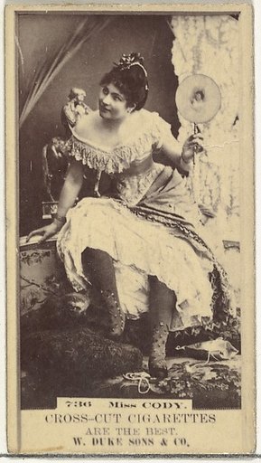 Card Number 736, Miss Cody, from the Actors and Actresses series (N145-3) issued by Duke Sons & Co. to promote Cross Cut Cigarettes