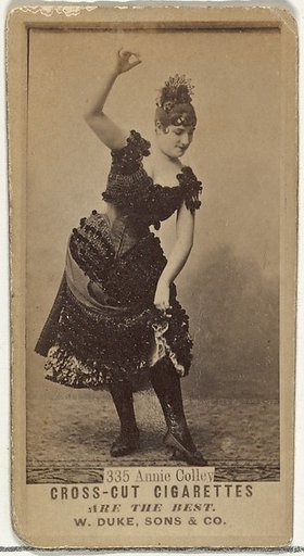 Card Number 335, Annie Colley, from the Actors and Actresses series (N145-3) issued by Duke Sons & Co. to promote Cross Cut Cigarettes