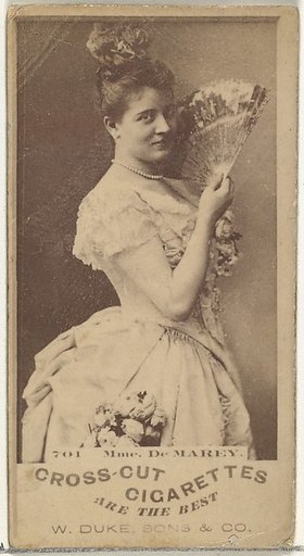 Card Number 701, Mme. De Marey, from the Actors and Actresses series (N145-3) issued by Duke Sons & Co. to promote Cross Cut Cigarettes