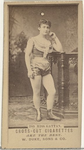 Card Number 389, Miss Gattan, from the Actors and Actresses series (N145-3) issued by Duke Sons & Co. to promote Cross Cut Cigarettes