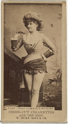 Card Number 706, Miss Greenwood, from the Actors and Actresses series (N145-3) issued by Duke Sons & Co. to promote Cross Cut Cigarettes