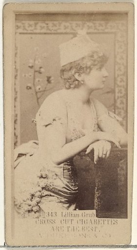 Card Number 343, Lillian Grubb, from the Actors and Actresses series (N145-3) issued by Duke Sons & Co. to promote Cross Cut Cigarettes
